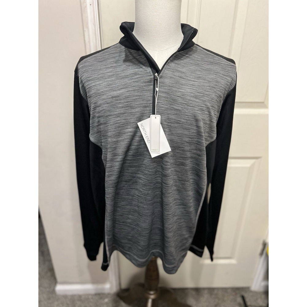 North End Men's Shirt Xl Black And‎ Gray Quarter Zip